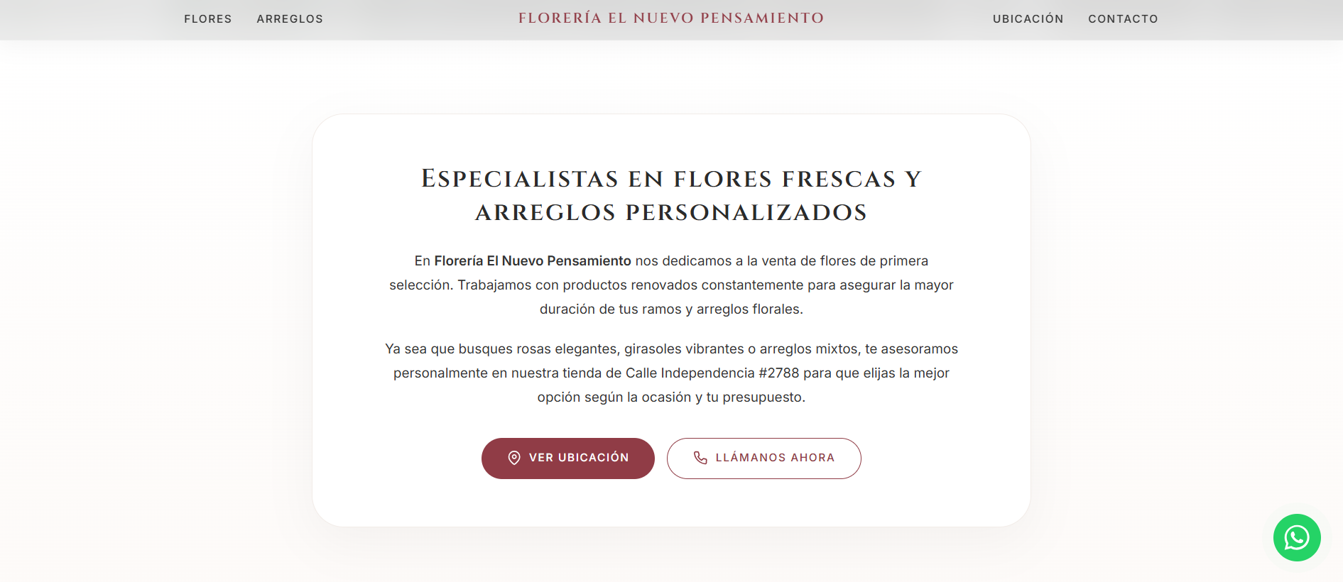Florería product catalog